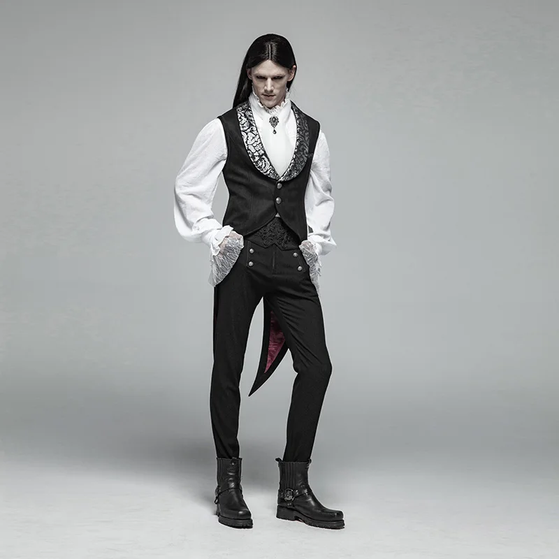 PUNK RAVE Men's Gothic Swallow Tail Retro Vest Fashion Steampunk Vintage Waistcoat Stage Perform Jacket Vests Men Visual Kei PUNK RAVE Men's Gothic Swallow Tail Retro Vest Fashion Steampunk Vintage Waistcoat Stage Perform Jacket Vests Men Visual Kei