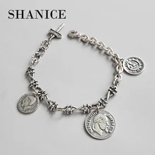 SHANICE Корейская версия S925 серебро тяжелая работа ретро монета с портретом тег браслет цепочка женские браслеты и браслеты ювелирные изделия