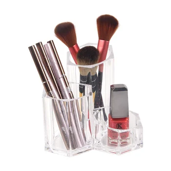 

Transparent Acrylic Storage Box Creative Canister Desk Organizer for Cosmetic Brushes Eyebrow Pencil Mac Cosmetics