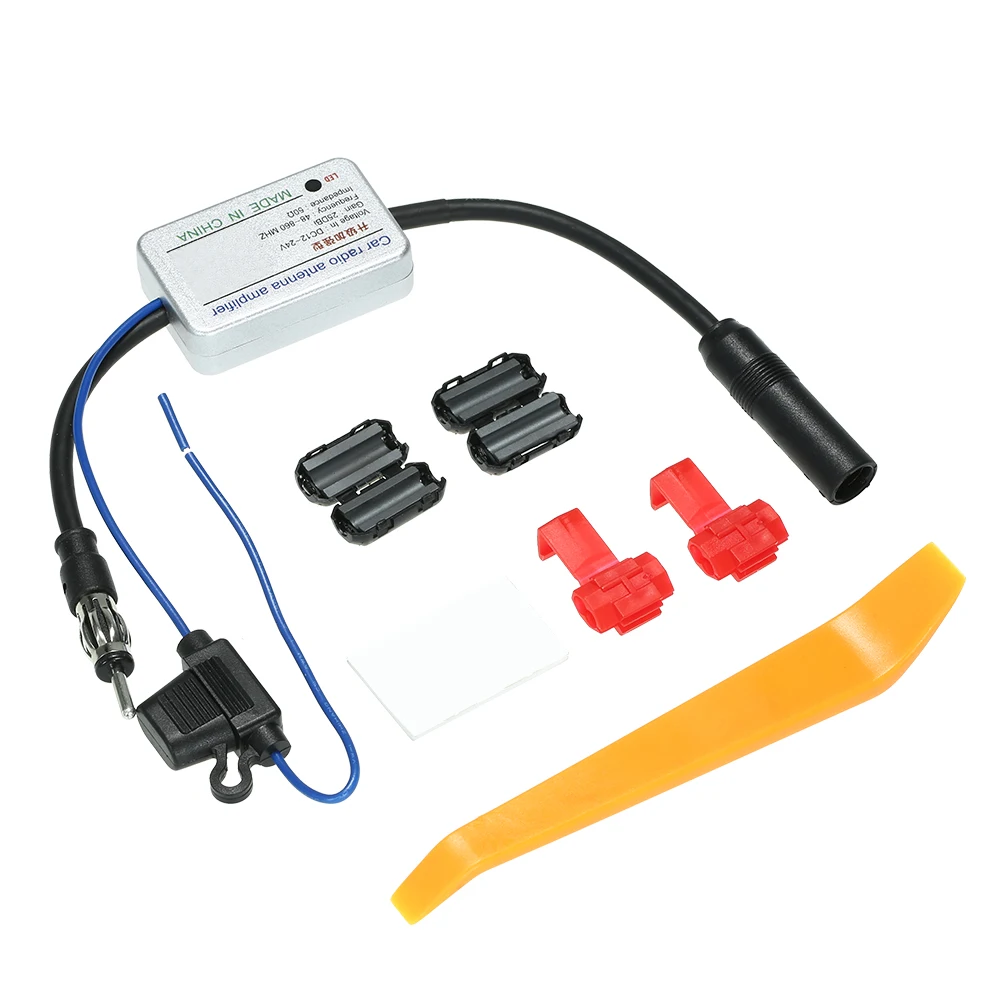 

For Universal 12V Auto Car Radio FM Antenna Signal Amp Amplifier Booster For Marine Car Vehicle Boat FM Amplifier Car Styling