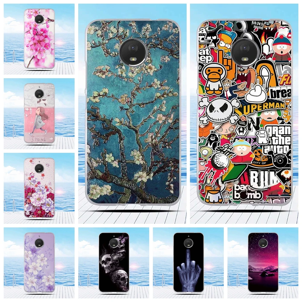 

for Motorola Moto E4 Plus E Plus (4th Gen.) Cartoon 3D Relief Printing Flower Back Cover TPU Soft Silicone Case Coque Capa Funda