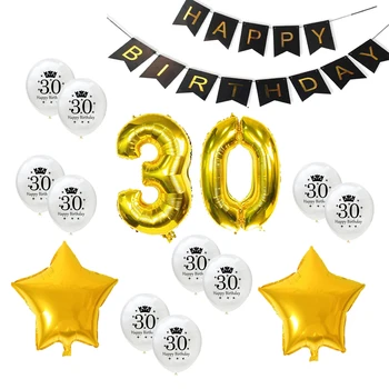 

30th 40th 50th Birthday Supplies Balloons Kit For Adults Happy Birthday 30 40 50 Printed Globes 30 40 50 Years Old Party Decor
