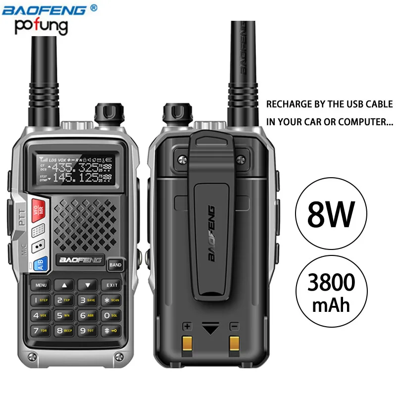 2PCS BaoFeng UV B3 Plus Walkie Talkie Powerful CB Radio Transceiver 8W