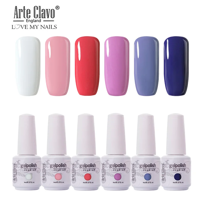 

Arte Clavo 6PCS Gel Nail Polish Lacquer Kit 85 Colors Nail Art Soak Off UV Gel Polish Varnish Gel Lacquer 8ML All For Manicure