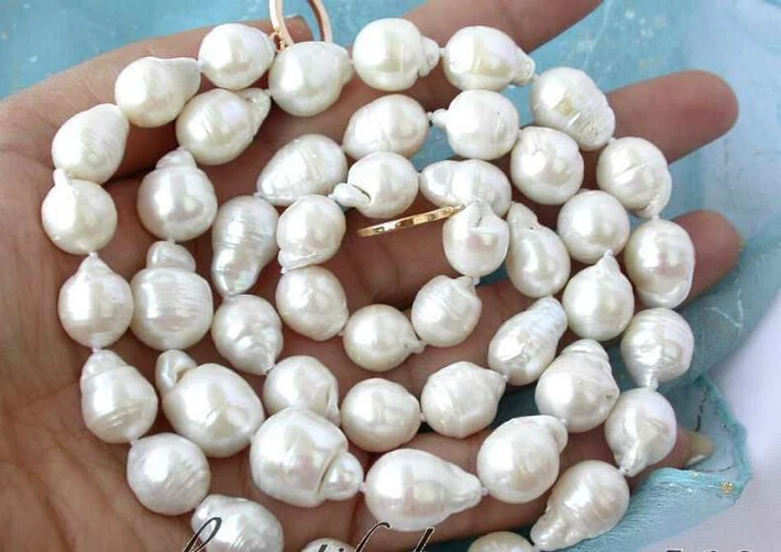

Free Shipping shippingZ3675 Real 30" 18mm baroque white keshi reborn pearl necklace 14KGP