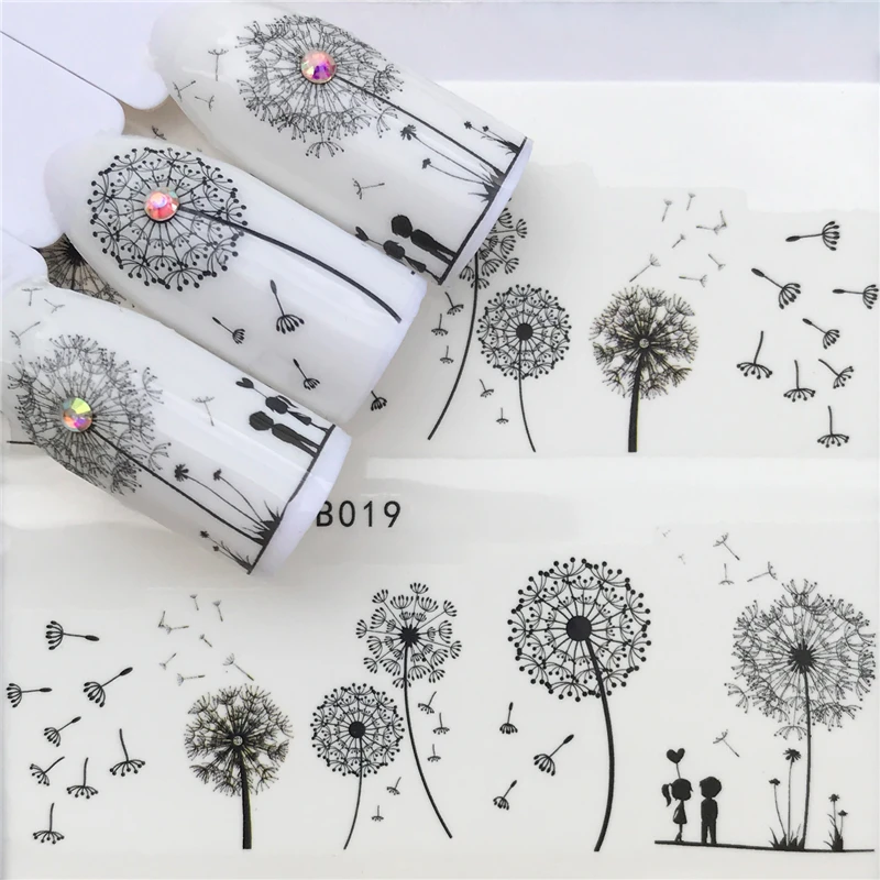 2018 Flying Dandelion Nail Art Water Decals Transfer Sticker Manicure Nail Decoration