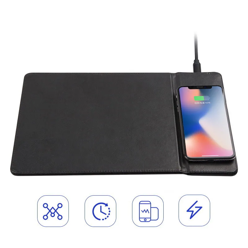 

Landas Creative Mobile Phone Wireless rechargeable Desk Mouse Pad Car Charger Wireless Mouse Pad With Stand For iPhone