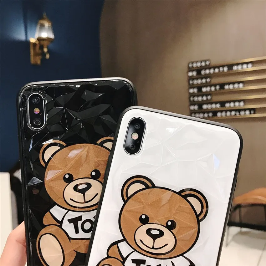 

Cute small Bear Mobile Shell for Apple X XS MAX 3D Diamond pattern Cover for Apple 6 7P 8 6S 8Plus XR Anti-fall Soft Shell