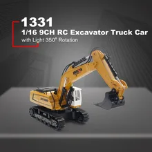 HUINA TOYS 1331 1/16 9CH RC экскаватор грузовик инженерный строительный автомобиль с дистанционным управлением с поворотом на 350 светильник