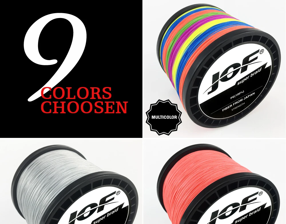 Linha de Pesca Linha de Pesca de Água Salgada do Mar Multicolor 8 Vertentes 300 m 500 m 1000 m pe Braid de Água Weave 100% Superpotência Jof 7 Linhas de pesca