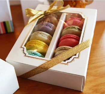 

100pcs 10 cupcake macaron box chocolate biscuit muffin cake folding packed box wedding gift box wa3531