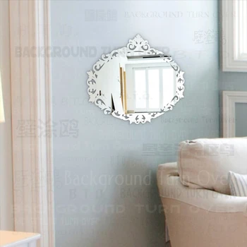 

European Style Oval Shape 3mm Thick 3D Acrylic Wall Mirror Living Room Bedroom Hair Salon Decoration Mirror Wall Stickers M004