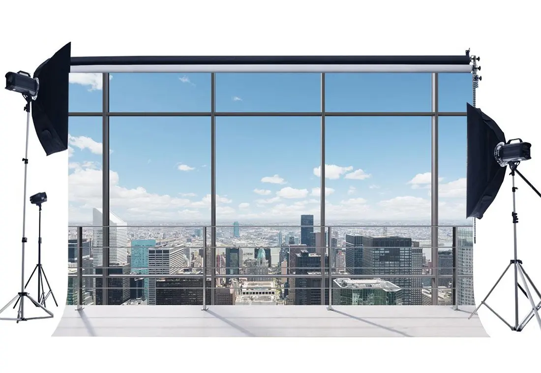 

Office Room Backdrop American New York City Business Street View Skyscraper French Sash Blue Sky Background
