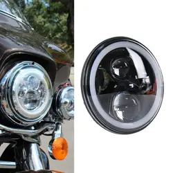 Светодиодный 7 "фар Bluetooth RGB HALO Кольцо света высокая/ближнего света для мотоциклы Harley дюймов проектор фары