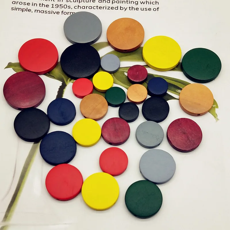 

50pcs/lot 15/20/25/30mm Colorful Round Wood Chips Beads DIY Earrings Materials Handmade Necklace Accessories Top-rated P842