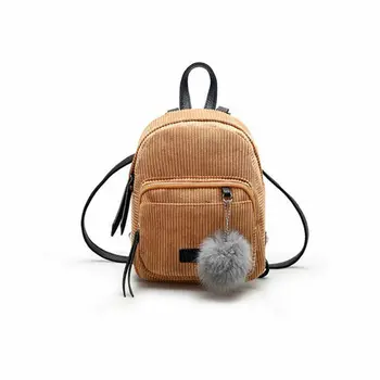 

New mini backpack women's corduroy solid color zipper shoulder bag casual fashion student school bag