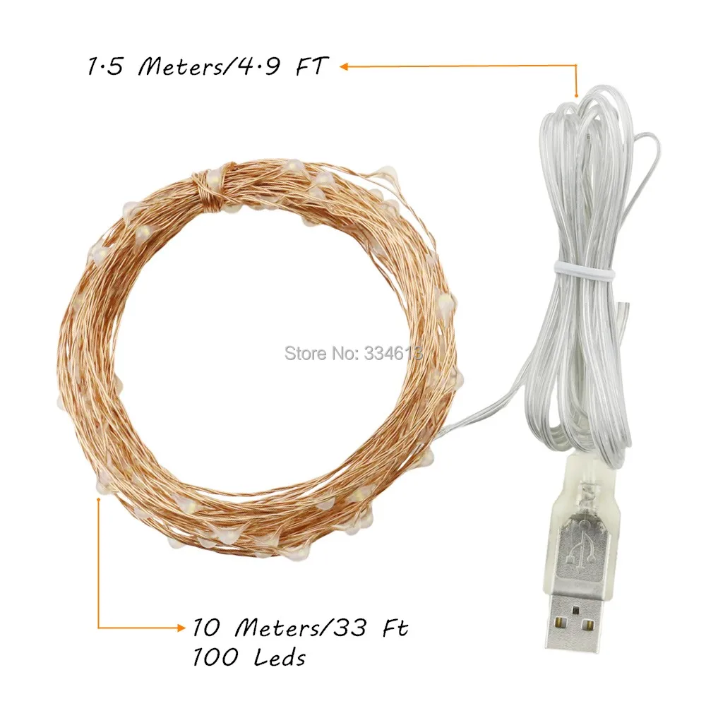 1/3/5 шт USB управляемый 10 м/33 фута 100LED Рождество праздник свадьба медная проволока