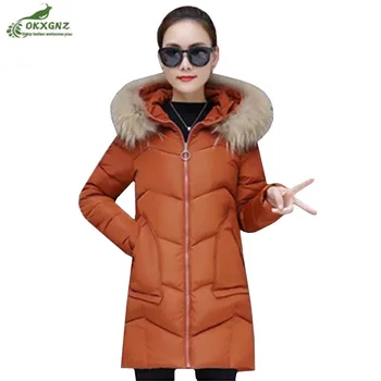 

plus size 3XL new medium long Hooded Parkas coat winter Women down cotton jacket Slim thick warm outwear Female 5 color optional