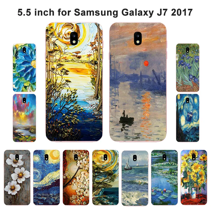 Чехол для Samsung Galaxy J7 2017 мягкий силиконовый чехол из ТПУ с масляной окраской задняя