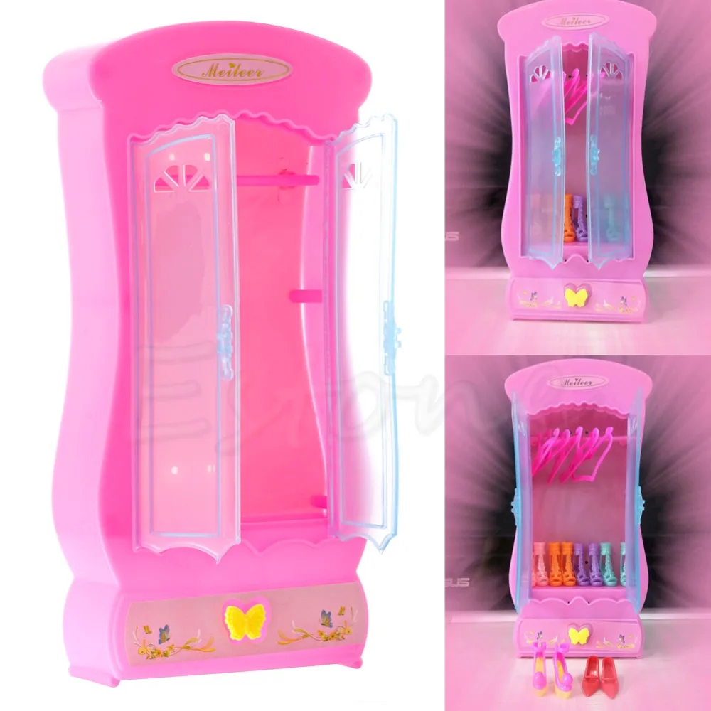 

1Pc Pink Closet Wardrobe For Doll Girls Toy Princess Bedroom Furniture