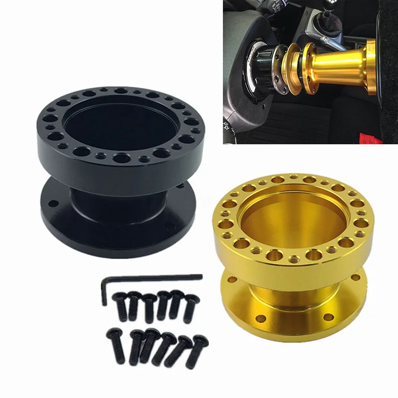 51mm Height Gold Tone Metal Steering Wheel Hub Adapter Spacer for Car Vehicle