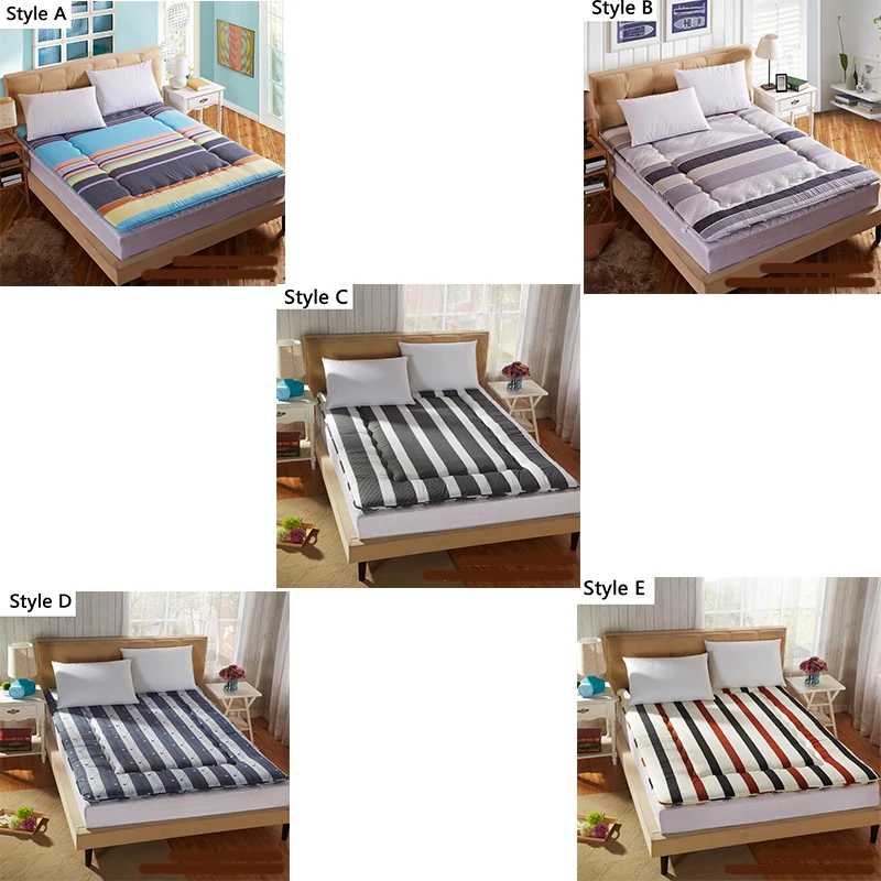 Simple stripes Thick Warm Foldable Single Or Double Mattress Fashion NEW Topper Quilted Bed Simple stripes Thick Warm Foldable Single Or Double Mattress Fashion NEW Topper Quilted Bed