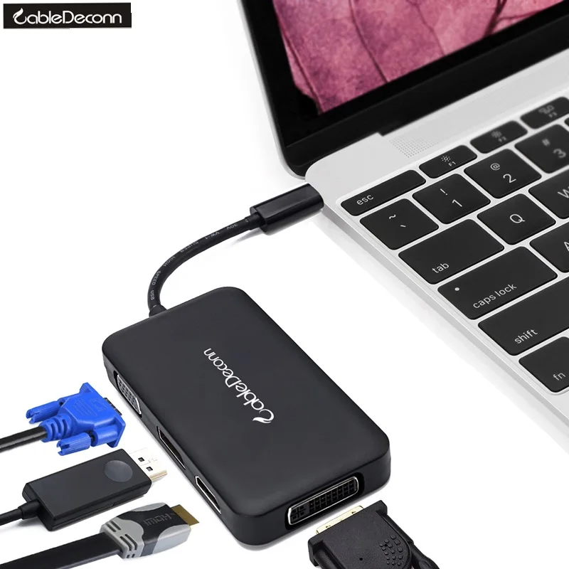 Кабель Thunderbolt 3 Hub USB Type c к HDMI DVI DP 4K VGA 1080P многопортовый кабель адаптер для Macbook Pro 2017