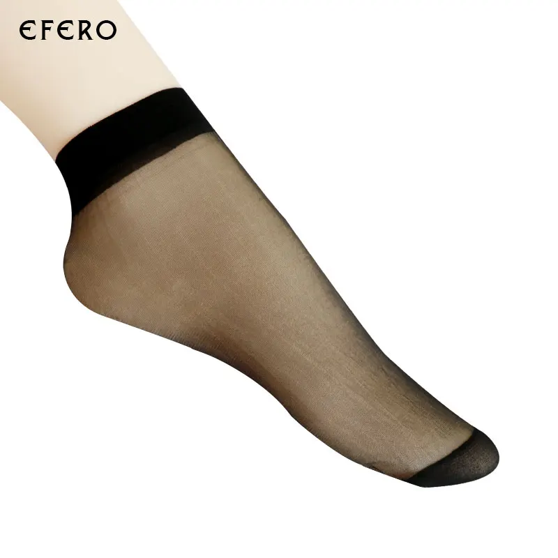 20 пар тонких прозрачных шелковых носков для лета, сексуальные ультратонкие женские эластичные нейлоновые носки, женские короткие носки, Chausettes - Цвет: Black