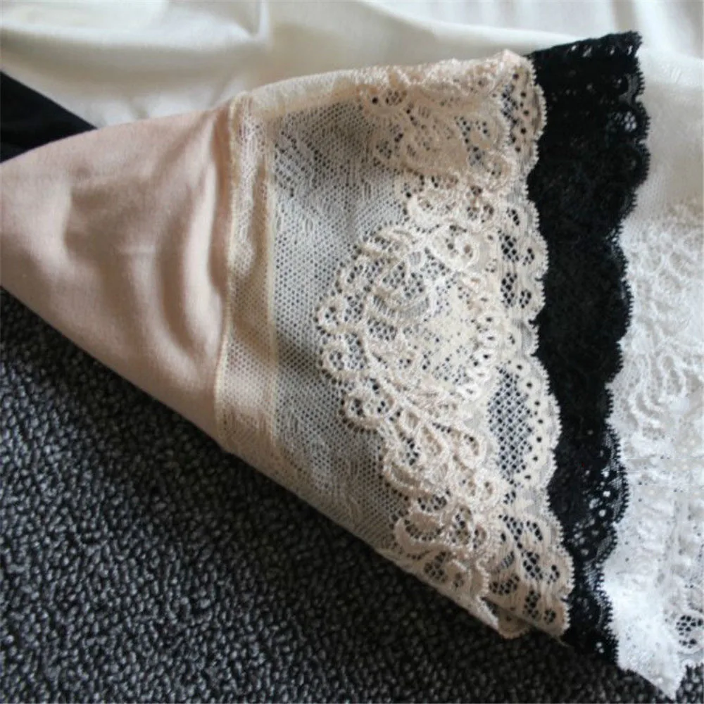 Women Modal Lace Half Slips Underskirt Elastic Waist Petticoat Safety Skirt Sexy Lingerie Intimates 42cm White Nude New 038-A363