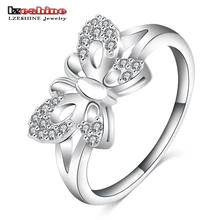 LZESHINE 2016 Latest Fashion Promise Rings for Women Silver Plated Romantic Butterfly Shape Knuckle Rings CRI0100-B