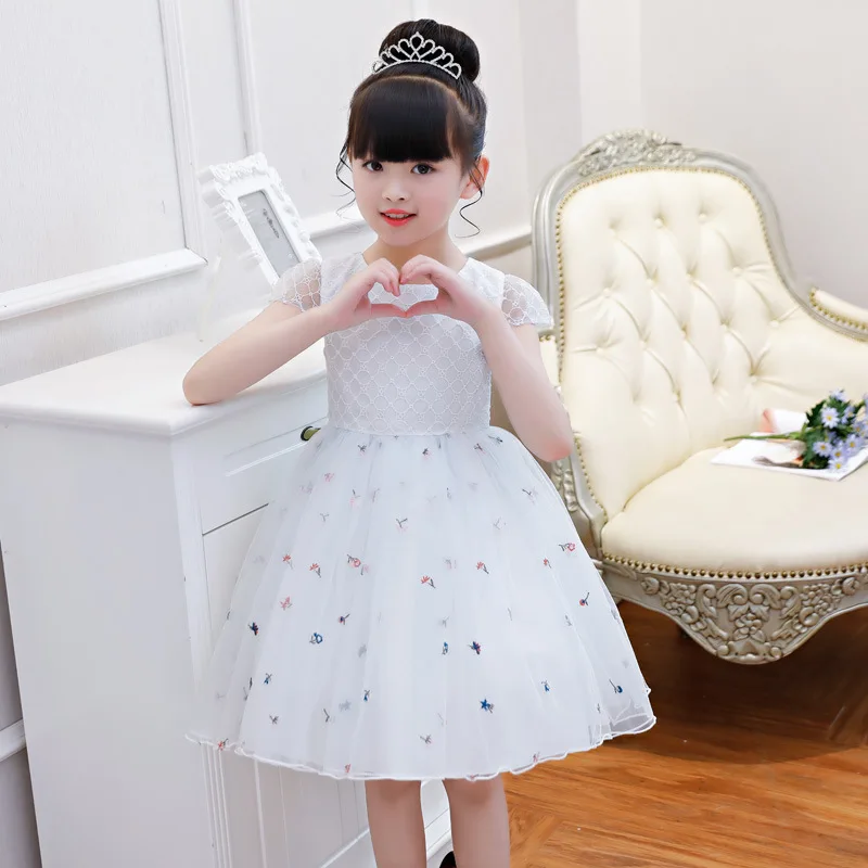 

Children Clothing Girls Princess Party Dresses Kids Wedding Clothes Girl Dress Baby Short Sleeve Dress 4 5 6 7 8 9 10 Years 4L5A
