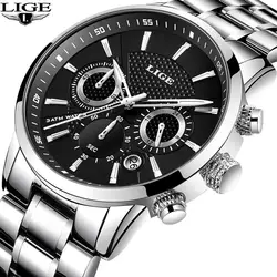 Для мужчин смотреть LIGE Топ Элитный бренд Для мужчин кварцевые часы Бизнес Спорт Водонепроницаемый Повседневное Модные Военные мужской