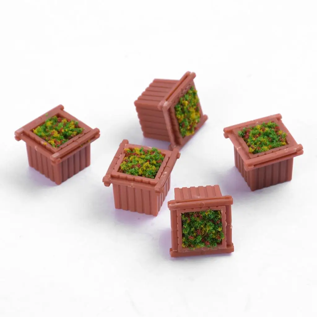 5 Pieces Plastic Square Plants Miniature Landscape for Fairy Garden  1/150 Dollhouse Decoration