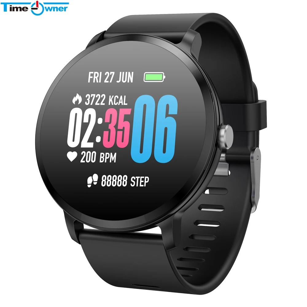 TimeOwner V11 Smart Watch 1.3 Inch Tempered Glass Screen IP67 Waterproof Heart Rate Monitoring Blood Pressure Band for Men Women |