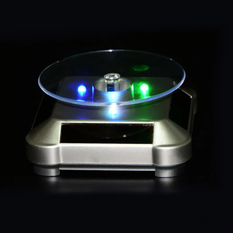 New LED Light Solar Jewelry Display Stand 360 Rotating Showcase Necklace Bracelet Watch Ring Show Turntable MV66