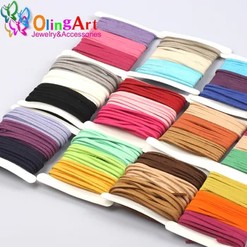 

OlingArt 3*1.5mm 9M Faux Suede Cord /flat Leather Cord Rope/Line Accessory earrings Bracelet choker necklace jewelry making 2019