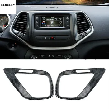 

2pcs/lot ABS carbon fiber grain Central control air conditioning outlet decoration cover for 2016-2018 JEEP Cherokee