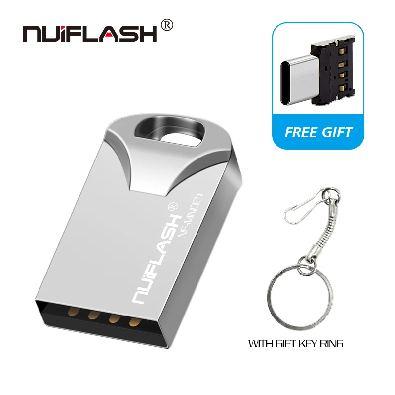 Nuiflash супер мини черный 16 ГБ 32 ГБ 64 Гб USB флеш-накопитель мини-флешка 4 ГБ 8 ГБ Clef usb Диск флеш-накопитель диск памяти для ПК - Цвет: silver-type c