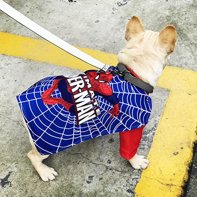 Забавная Одежда для собак для маленьких собак Одежда для домашних животных супер герой Французский бульдог Мопс Косплей Костюм Щенка вечерние симпатичная одежда XS-XL - Цвет: Spider
