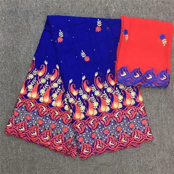 

Royal blue African lace fabric high quality lace with stones cotton fabric swiss voile lace in switzerland 5+2yards