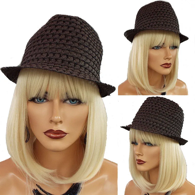 

613 Blonde Bob Lace Front Human Hair Wigs With Bangs 360 Lace Frontal Wig Pre Plucked With Baby Hair Brazilian Ever Beauty Remy