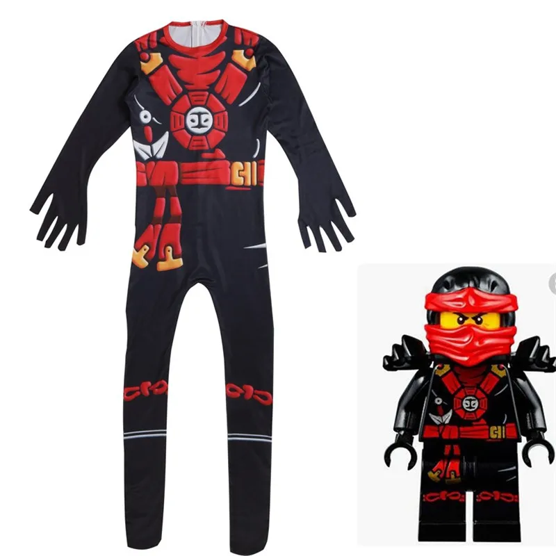 Ninjago Boys Kai Deluxe Costume Zentai Bodysuit Suit Jumpsuits Cosplay