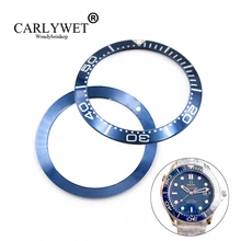 CARLYWET высокое качество алюминий синий с белым письма Часы Ободок вставки для Seamaster Профессиональный