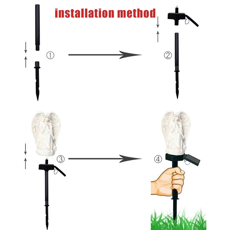 Сад Ангел светодиодный солнечный свет питание газон Ночной свет с питанием от солнечной панели лампа Освещение для дома и сада креативные