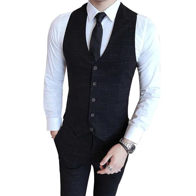 S 4XL mens vest casual Business Striped suit vest men Slim fit men