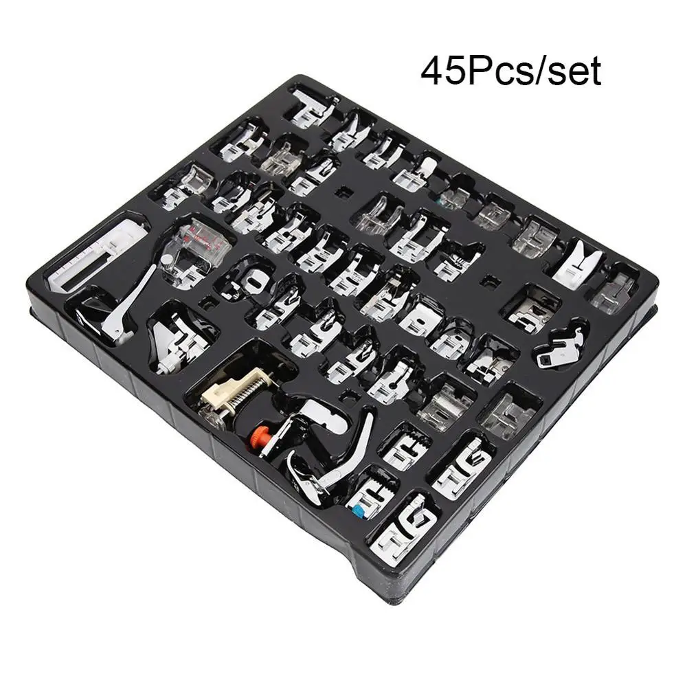 45Pcs Набор прижимных лапок для швейной машины для плетения потайных стежков для штопки Brother Singer Janom швейные инструменты - Цвет: 45Pcs