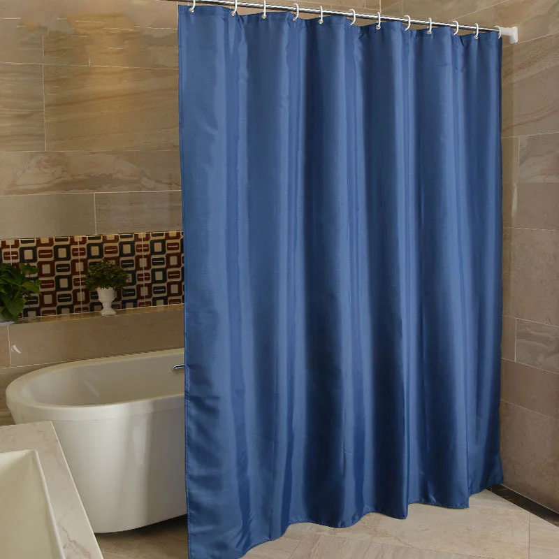 NavyBlue Polyester Bathroom Waterproof Shower Curtains With Plastic