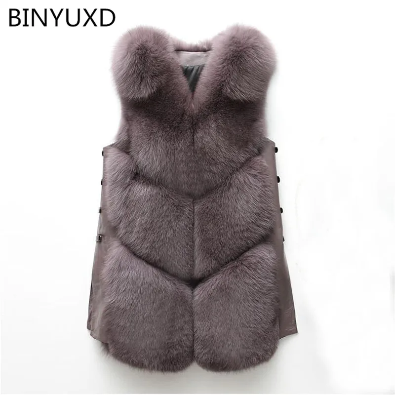 Binyuxd 2022 Gilet In Pelliccia Sintetica Moda Cappotti In Pelliccia Sintetica Donna Senza Maniche Giacca In Pelliccia Lunga Gilet Fourrure Manteau Fe