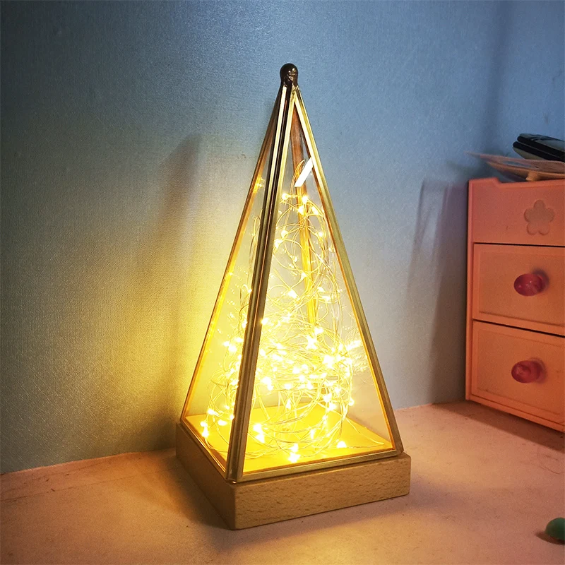 Modern Night Light Pyramid Shaped Study Small Night Lamp Creative
