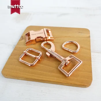 

10sets/lot (metal buckle+adjust buckle+D ring+metal dog clasp/set) 20mm DIY pet collar leash customize LOGO engraved buckle